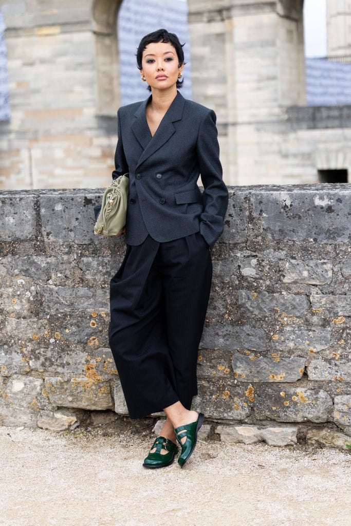 Charcoal Blazer and Wide-Leg Culottes for Smart Casual Charcoal Blazer and Wide-Leg Culottes for Smart Casual — Zoom Outfits 2027