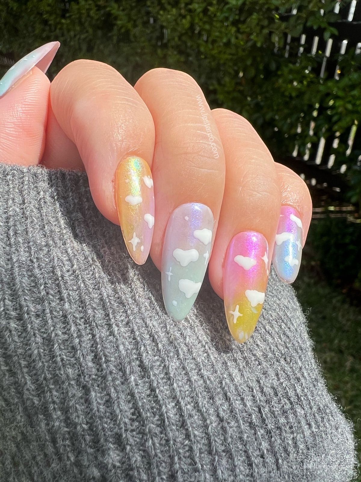 Vibrant Color Gradient And Cloud Art Visual Idea Vibrant Color Gradient And Cloud Art Visual Idea — Cloud Almond Nails 2027