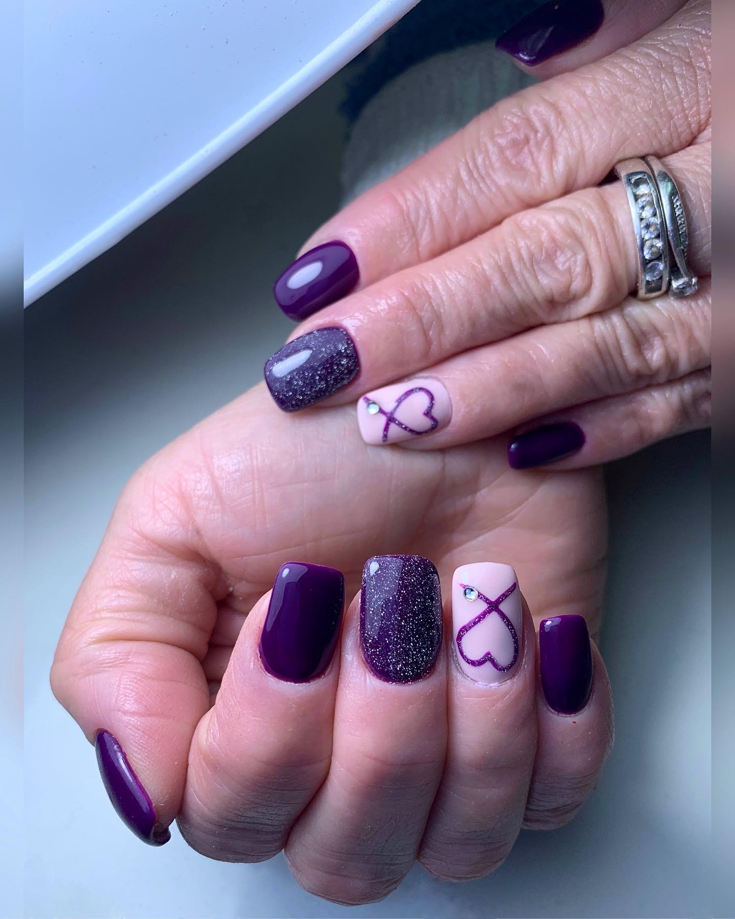 Valentine S Day Subtle Sheer Pink Stiletto Cross Hearts Valentine S Day Subtle Sheer Pink Stiletto Cross Hearts — Mismatched Heart Nails 2027