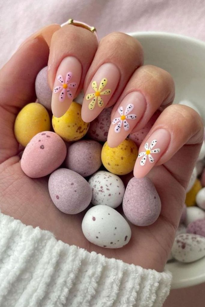 Matte Nude Floral Tip Nails Matte Nude Floral Tip Nails — Easter French Tip Nails 2027