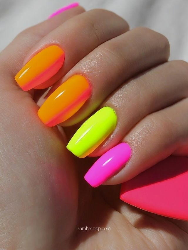 Neon Ombre Orange Yellow Pink Neon Ombre Orange Yellow Pink — Rainbow Rave Nails 2027