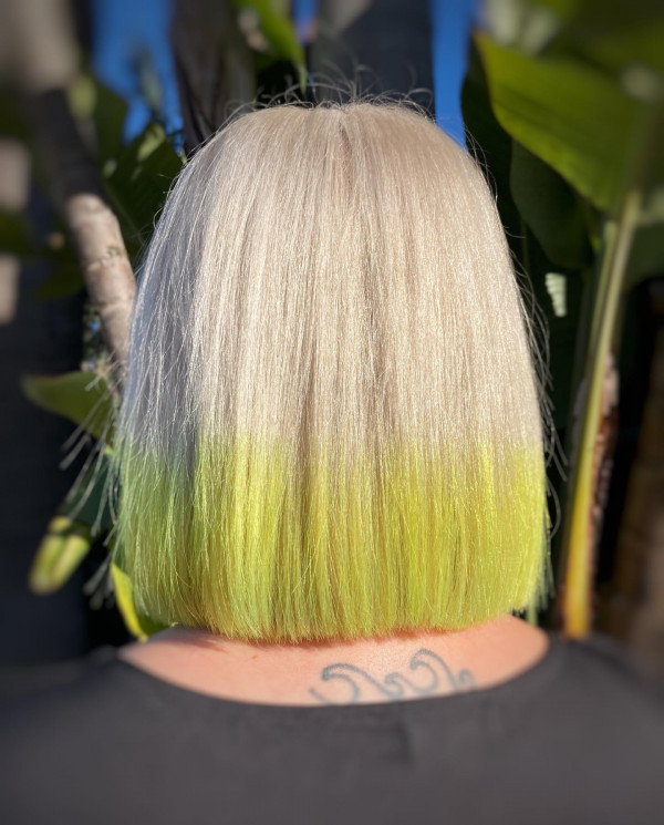 Blonde With Neon Lemon Dip Dye Visual Idea Blonde With Neon Lemon Dip Dye Visual Idea — Dip Dye Bob 2027