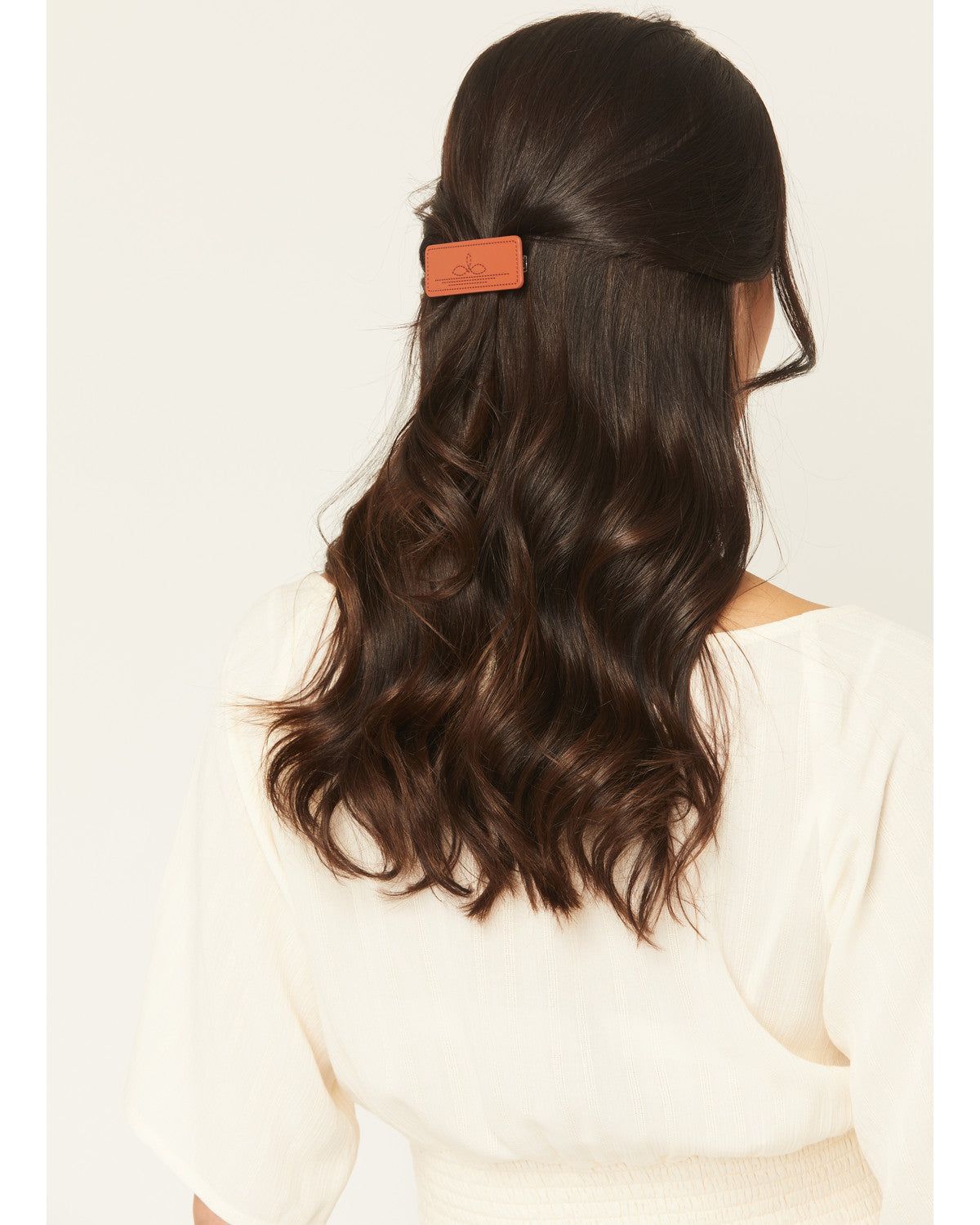 Faux Leather Barrette on Wavy Lob — Barrette Hairstyles 2027
