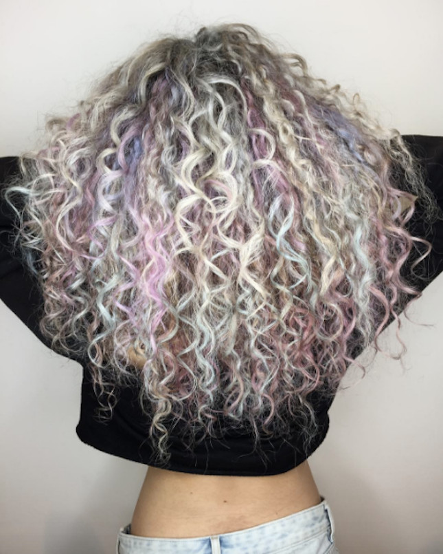 Ash Blonde Mid-Back Curls With Pastels Ash Blonde Mid-Back Curls With Pastels — 3A Curly Hairstyles 2027