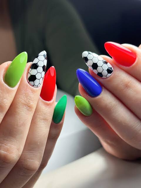 Long Stiletto Soccer Ball Art Long Stiletto Soccer Ball Art — Football Nails 2026