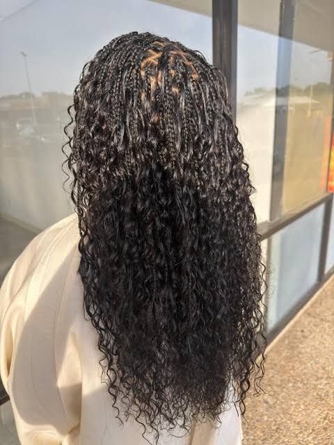 Pink and Black Braids With Curly Ends Pink and Black Braids With Curly Ends — Boho Knotless Braids 2027