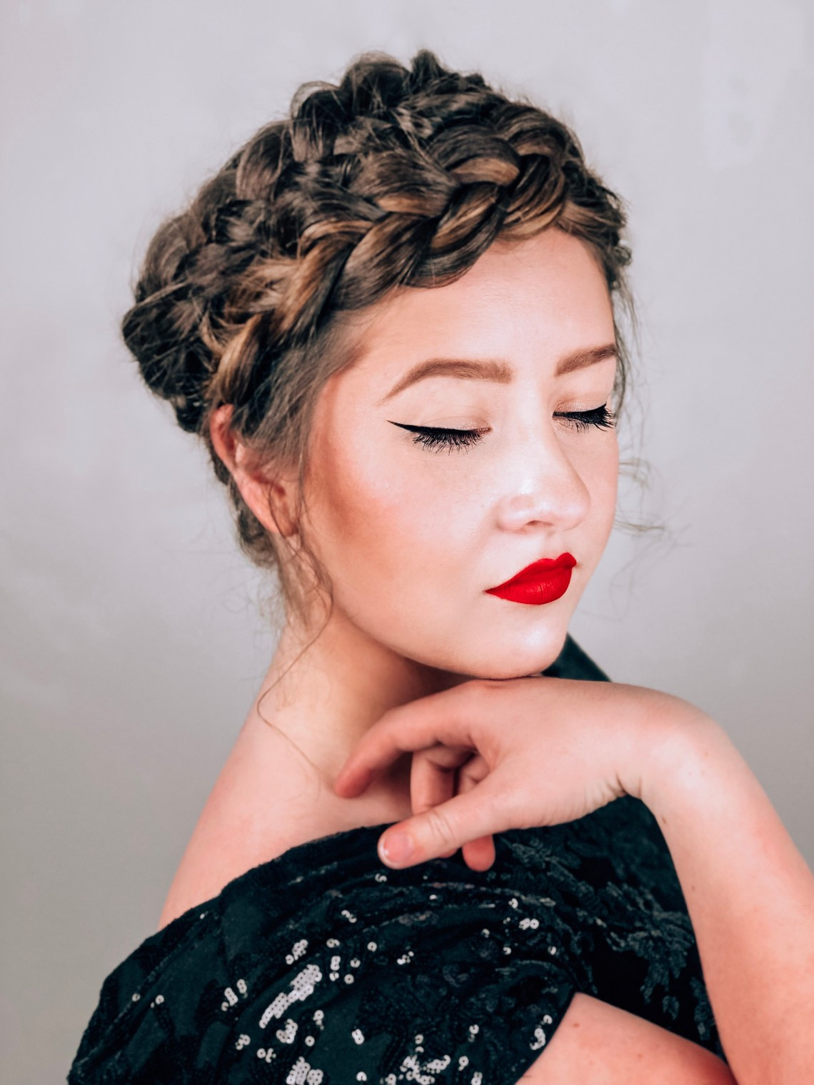 Braided Crown With Loose Tendrils Braided Crown With Loose Tendrils — Christmas Photo Hairstyles 2026