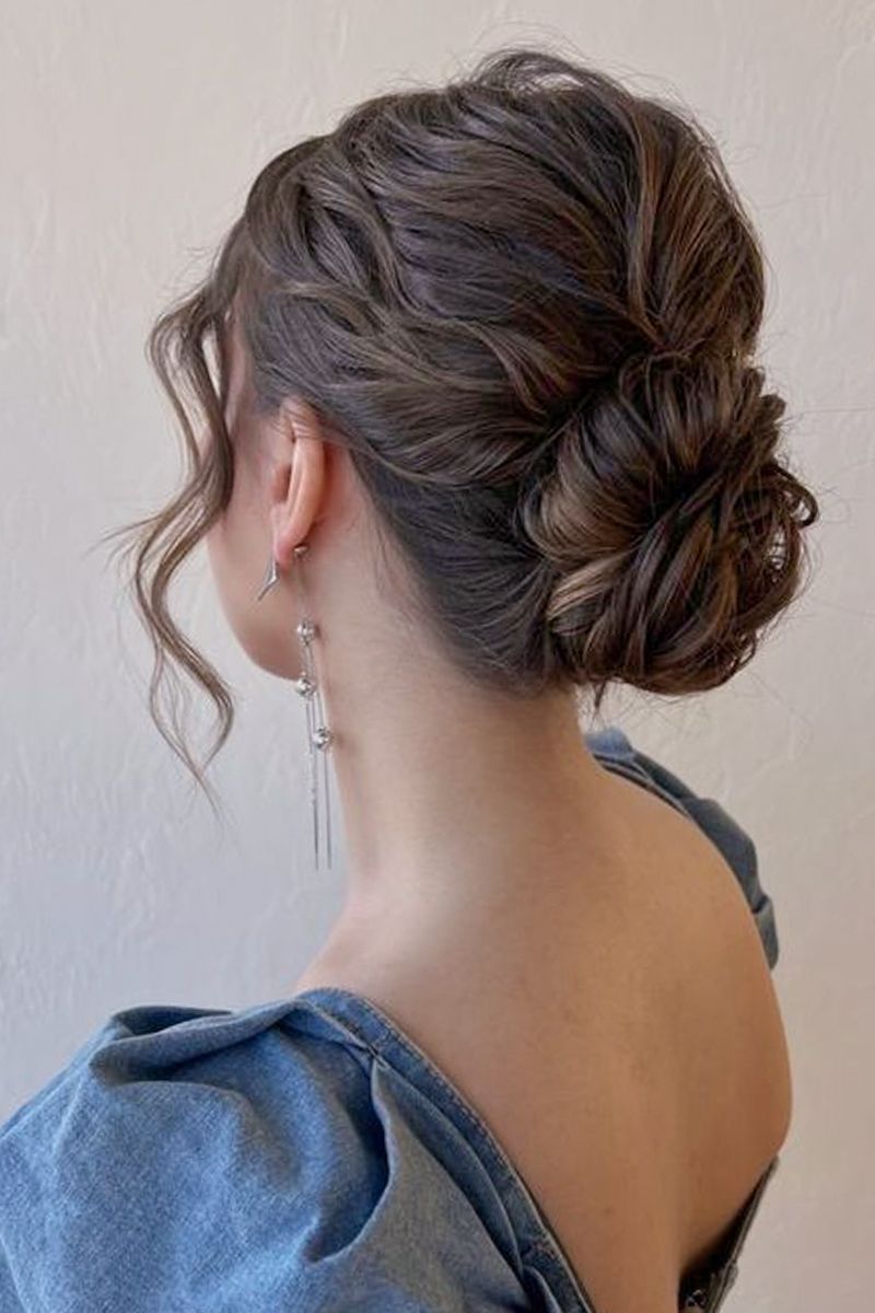 Loose Textured Dark Brown Updo — Graduation Updos 2027