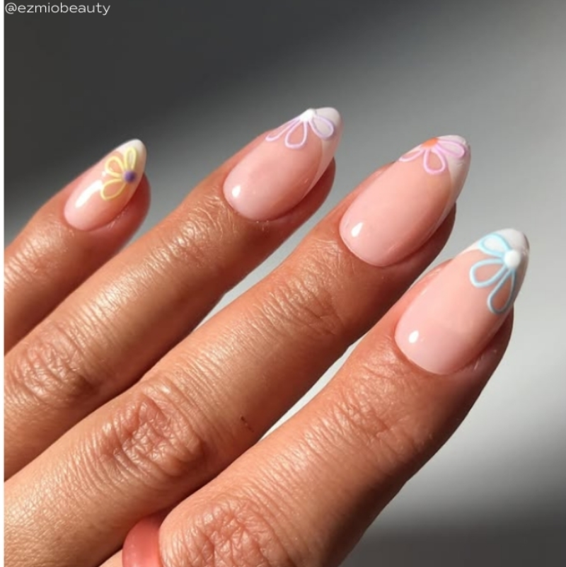 Pastel Outline Flower French Tips Pastel Outline Flower French Tips — Spring Acrylic Nails 2027