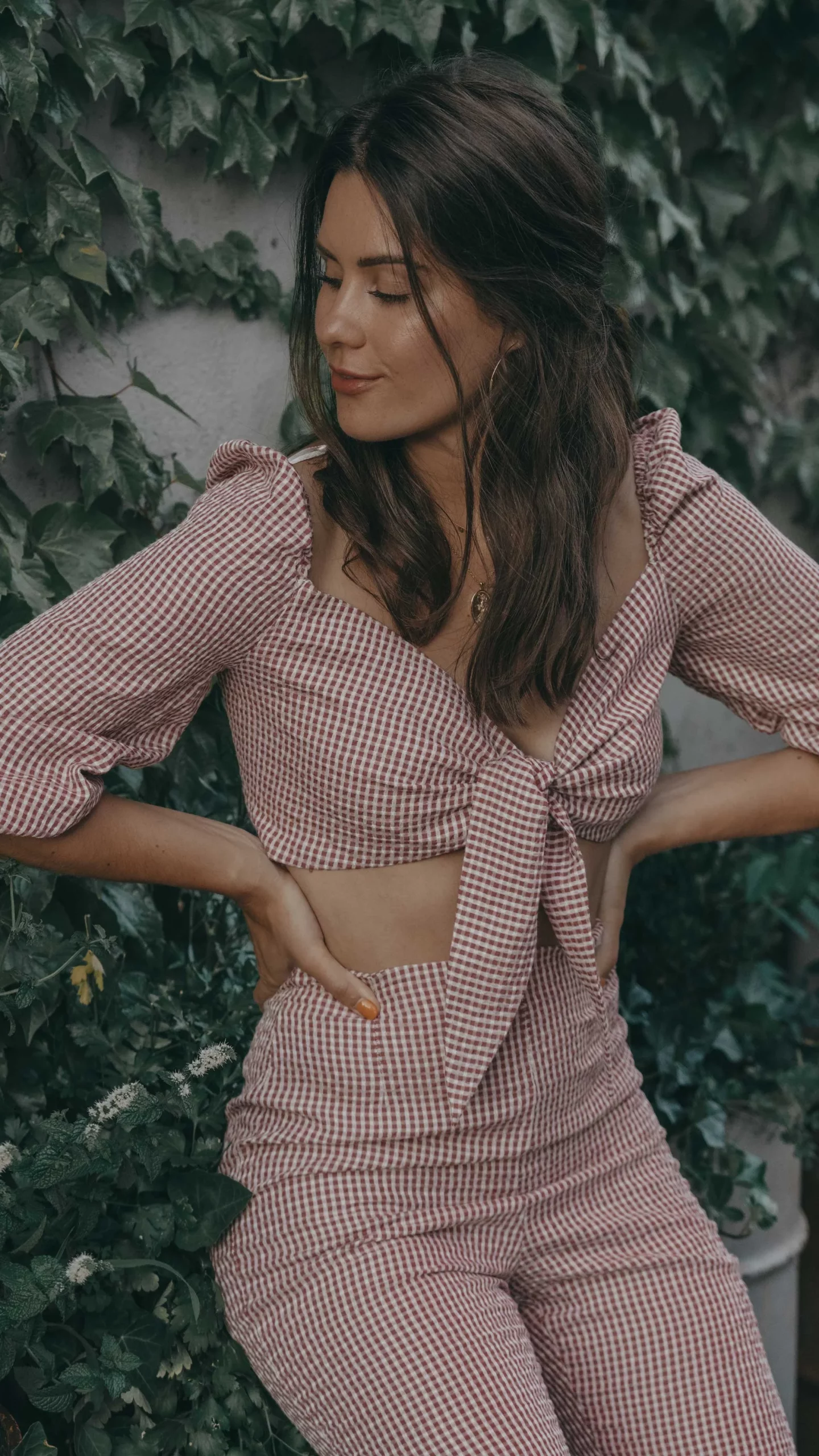 Gingham Tie-Front Crop Top with Puffed Sleeves and Matching Skirt Gingham Tie-Front Crop Top with Puffed Sleeves and Matching Skirt — Summer Crop Top Outfits 2027