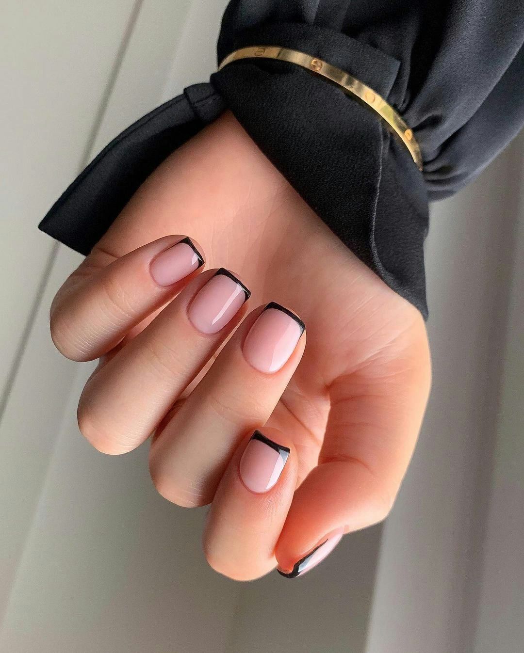 Thin Black French Tips On All Nails Visual Idea Thin Black French Tips On All Nails Visual Idea — Micro French Nails 2027