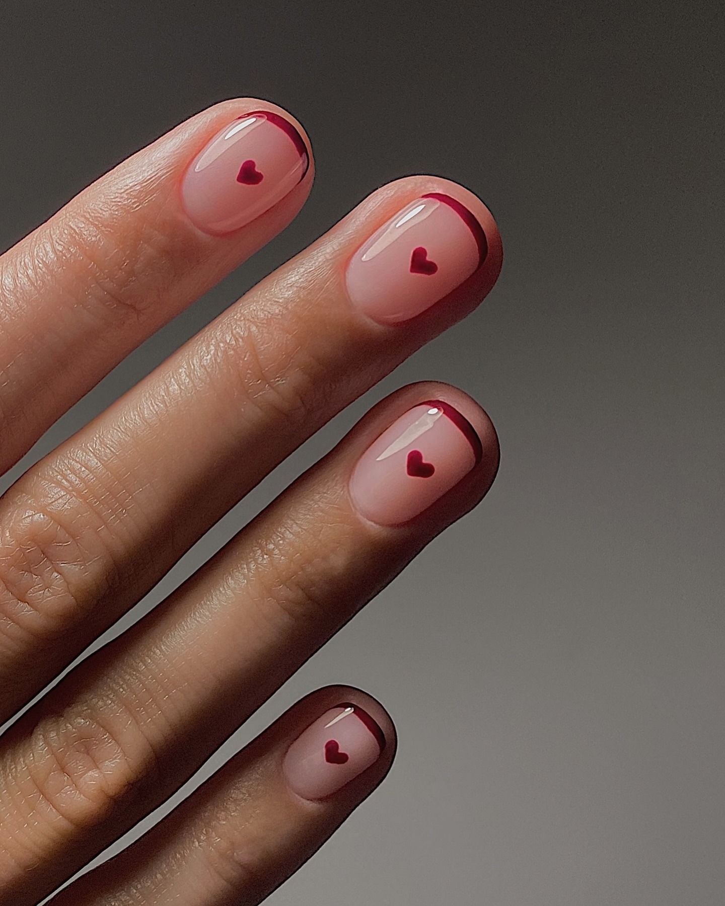 Sheer Pink With Dark Red French Tips Sheer Pink With Dark Red French Tips — Red Valentines Nails 2027