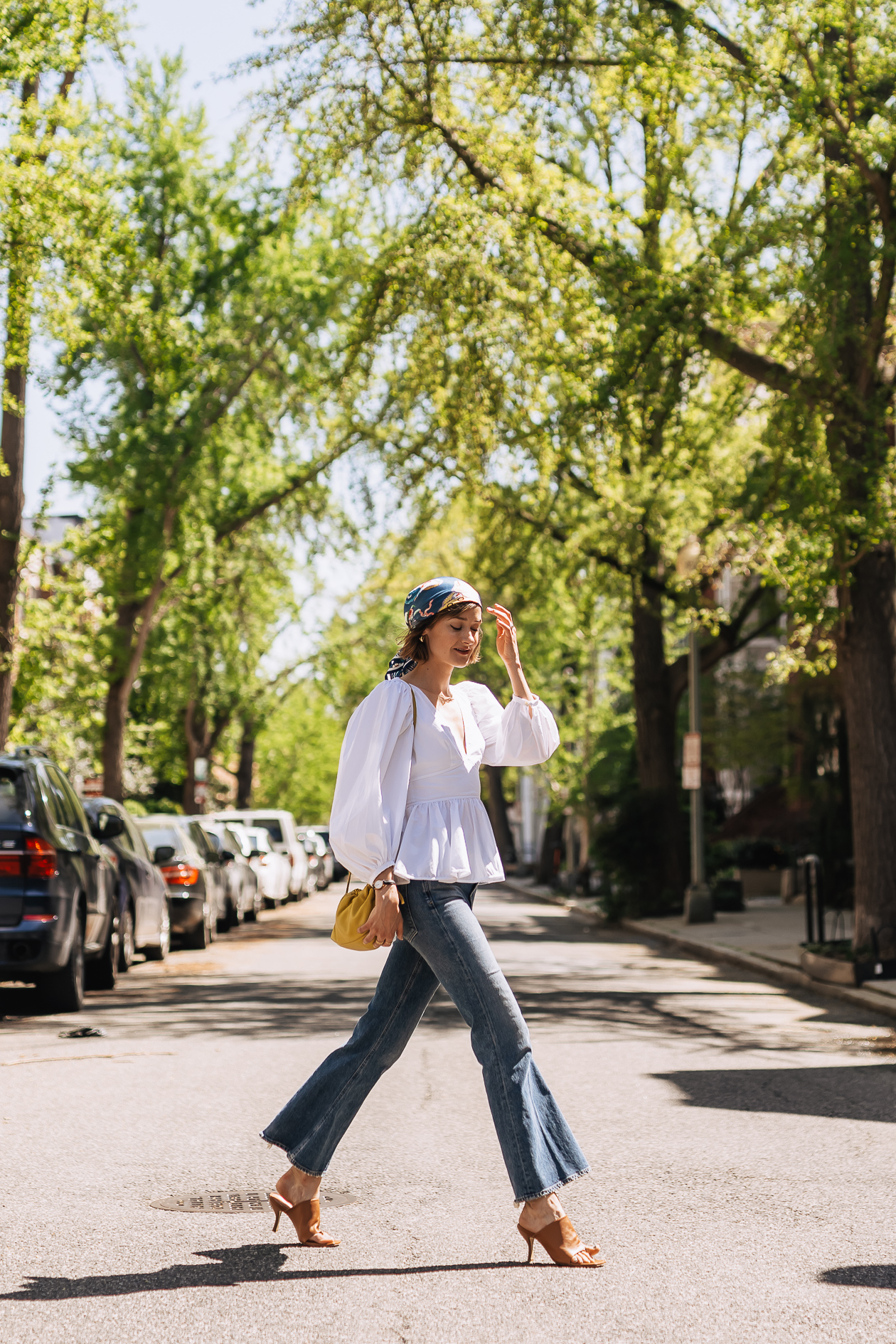 Boho Vibes: Printed Headscarf with Peplum Blouse and Flares Boho Vibes: Printed Headscarf with Peplum Blouse and Flares — Hair Scarf Outfits 2027