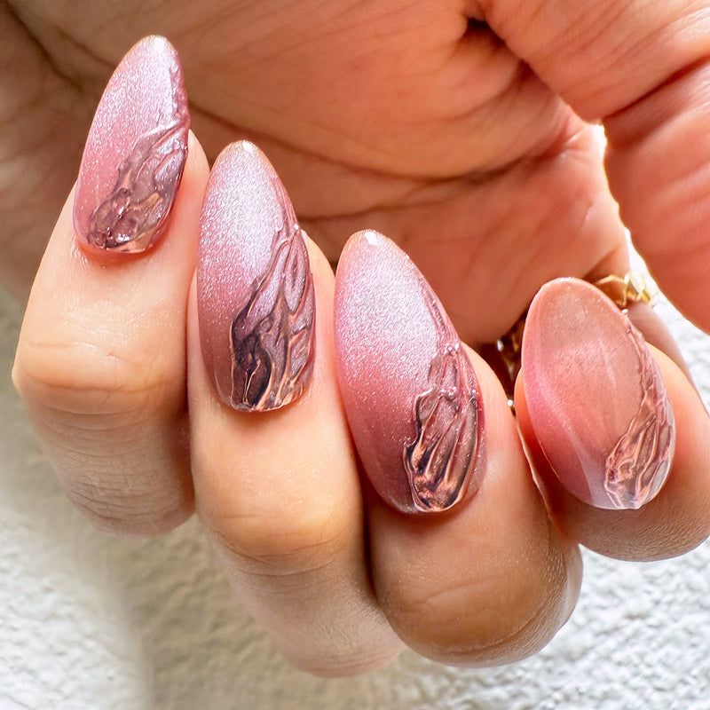 3D Rose Gold Shimmer Accents 3D Rose Gold Shimmer Accents — Realtor Nails 2027