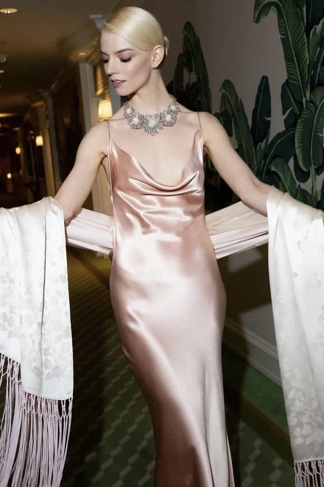 Bias-Cut Satin Slip Dress with Cowl Neck Elegance Bias-Cut Satin Slip Dress with Cowl Neck Elegance — Old Hollywood Outfits 2027