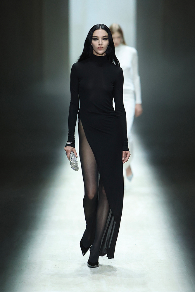 Dramatic Evening Glamour: High Slit Black Dress Europe Outfits 2027