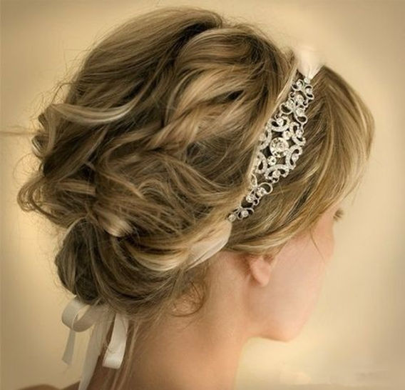 Blonde Collarbone Updo With Jeweled Headband Blonde Collarbone Updo With Jeweled Headband — Wedding Hairstyles 2027 for Short Hair