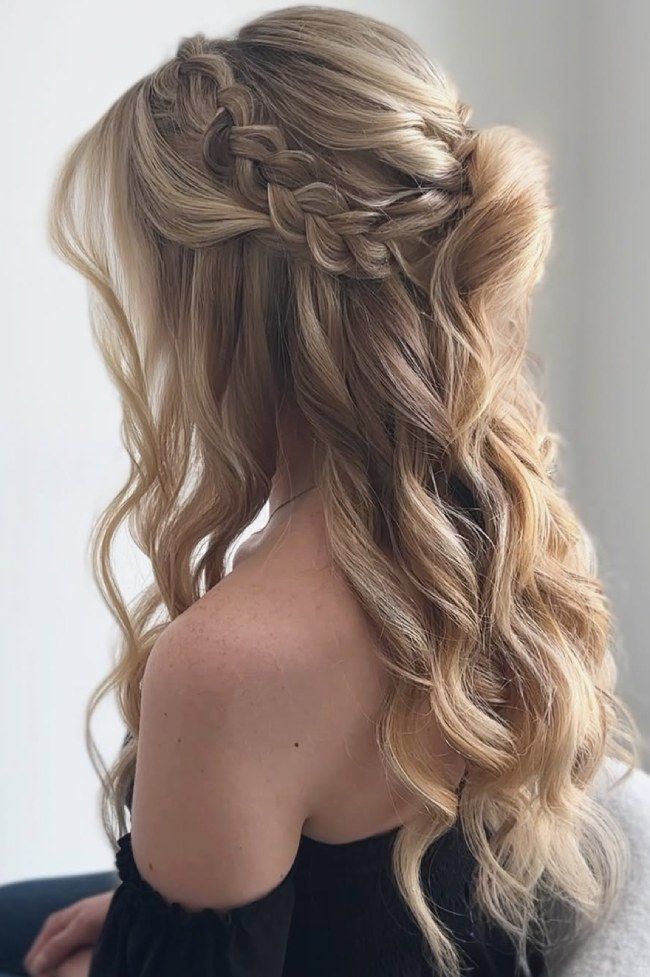Honey Blonde Half-Up With Side Braid Honey Blonde Half-Up With Side Braid — Bridal Hair Down 2027