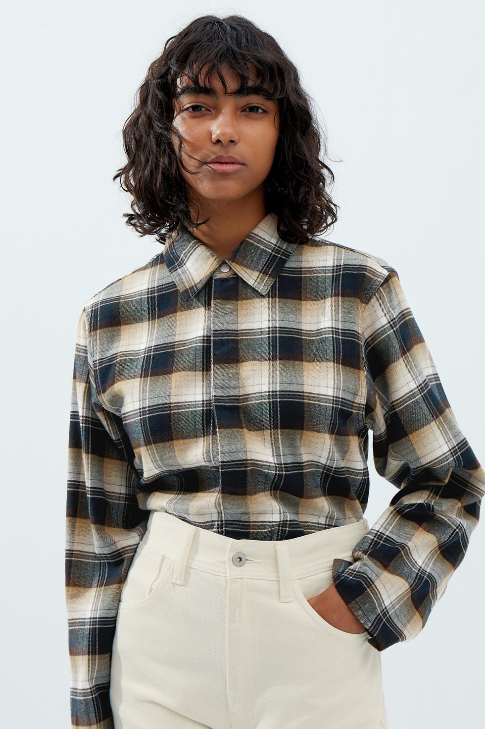 Classic Comfort: Brown and Beige Plaid Flannel Shirt Classic Comfort: Brown and Beige Plaid Flannel Shirt — Flannel Outfits 2027