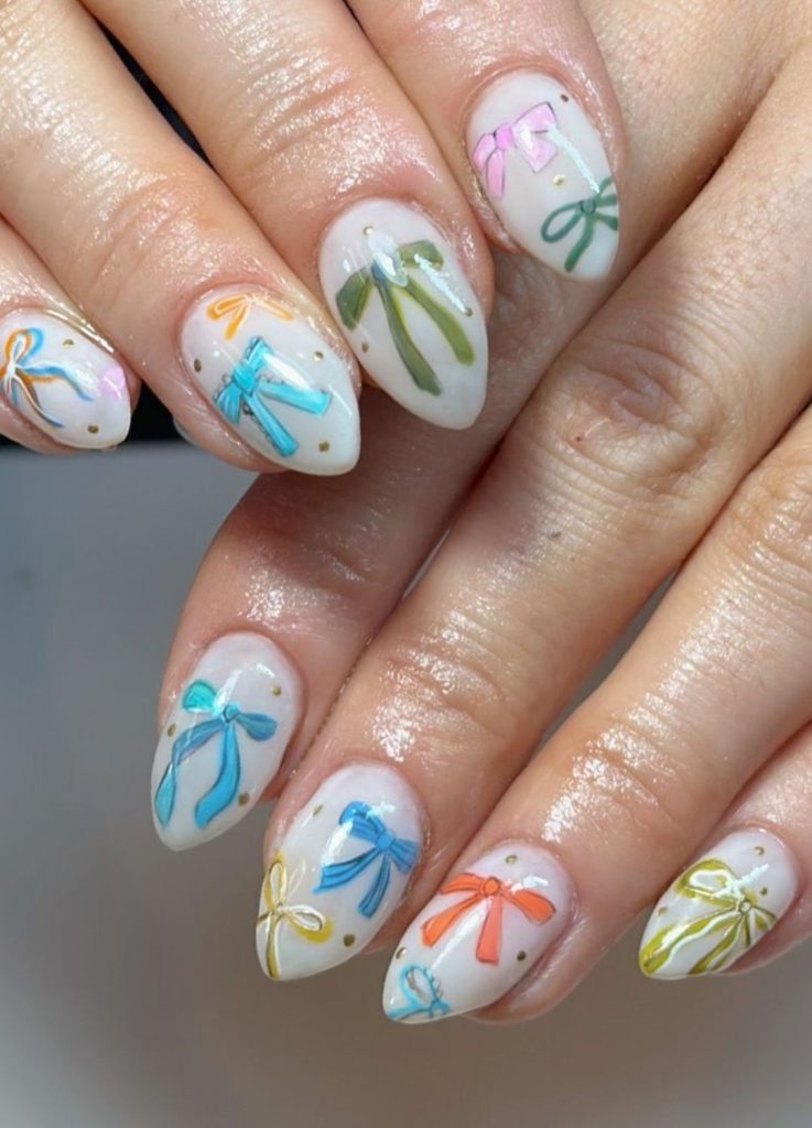 Multi-Color Bow Dot Nails Multi-Color Bow Dot Nails — Small Bow Nails 2027