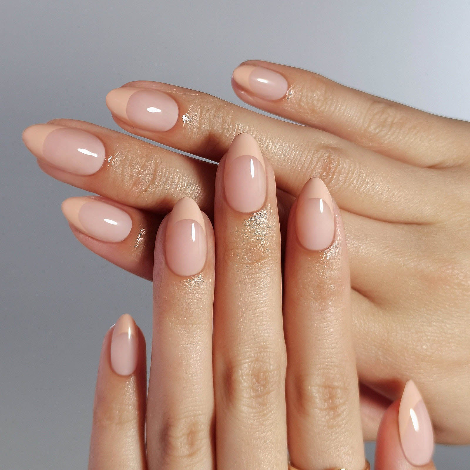 Sheer Nude with Opaque Nude French Tips Almonds Sheer Nude with Opaque Nude French Tips Almonds — Long Almond Nails 2027