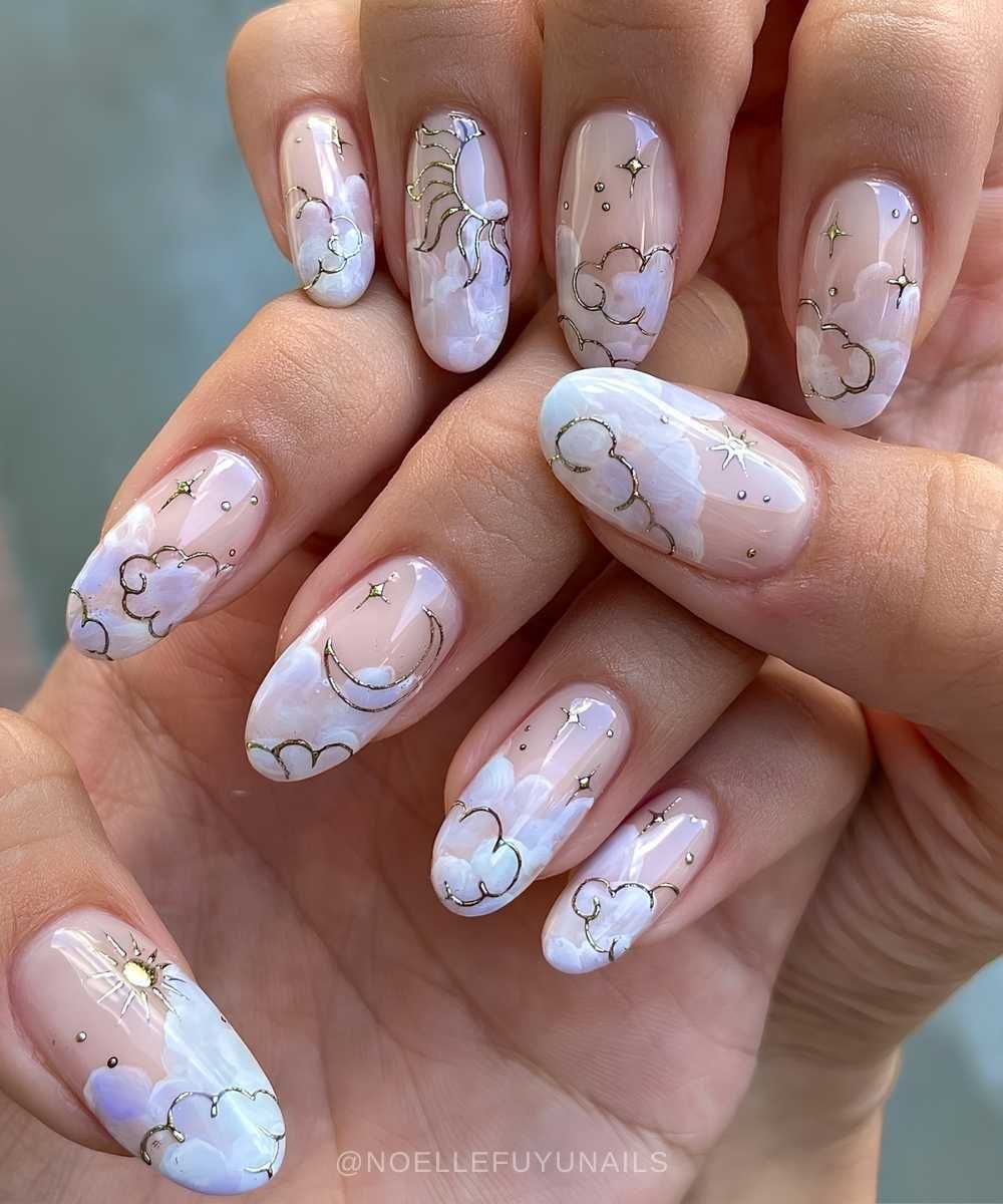 Both Hands Visual Idea — Moon and Stars Nails 2027