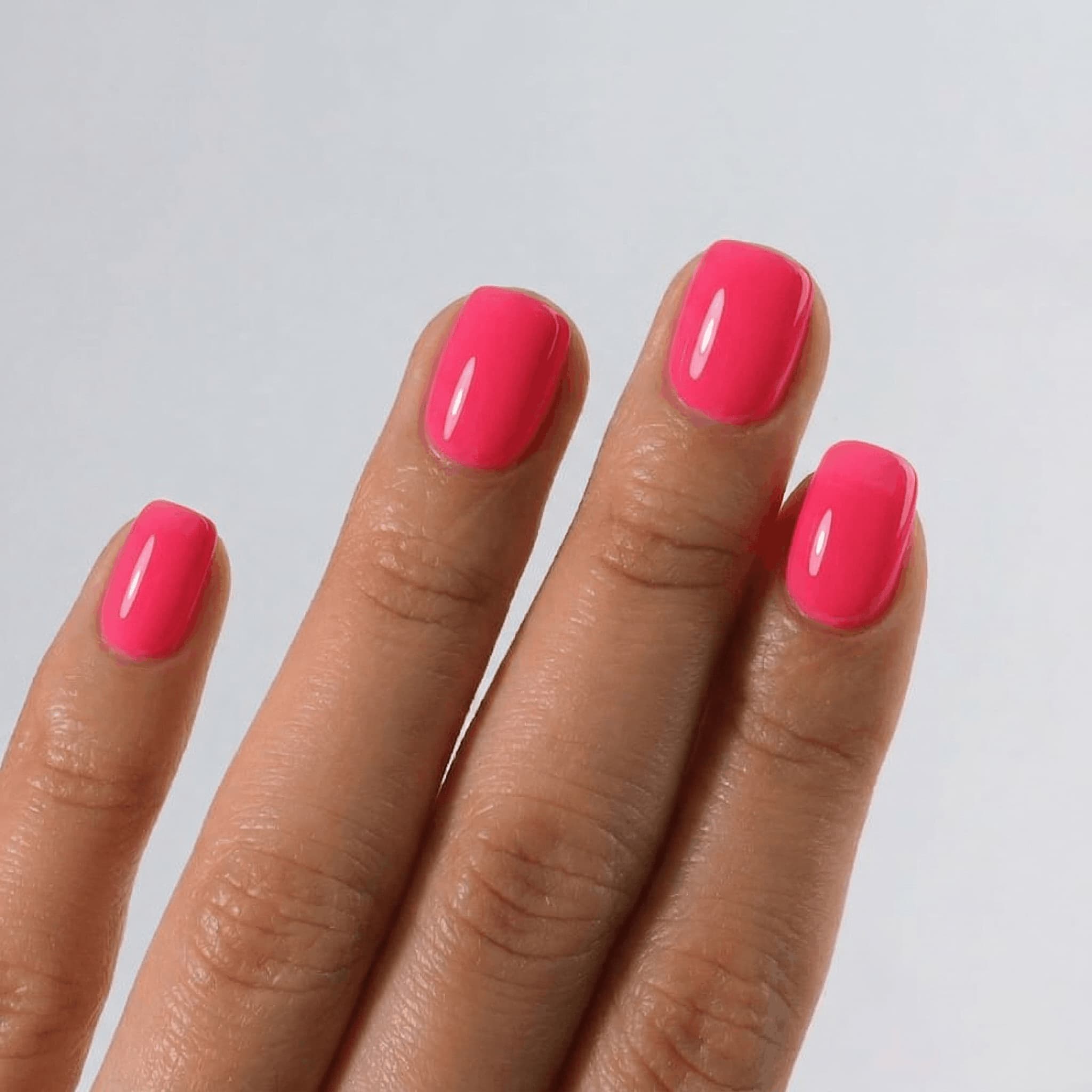 Glossy Hot Pink Short Oval Nails Glossy Hot Pink Short Oval Nails — Pink Rave Nails 2027