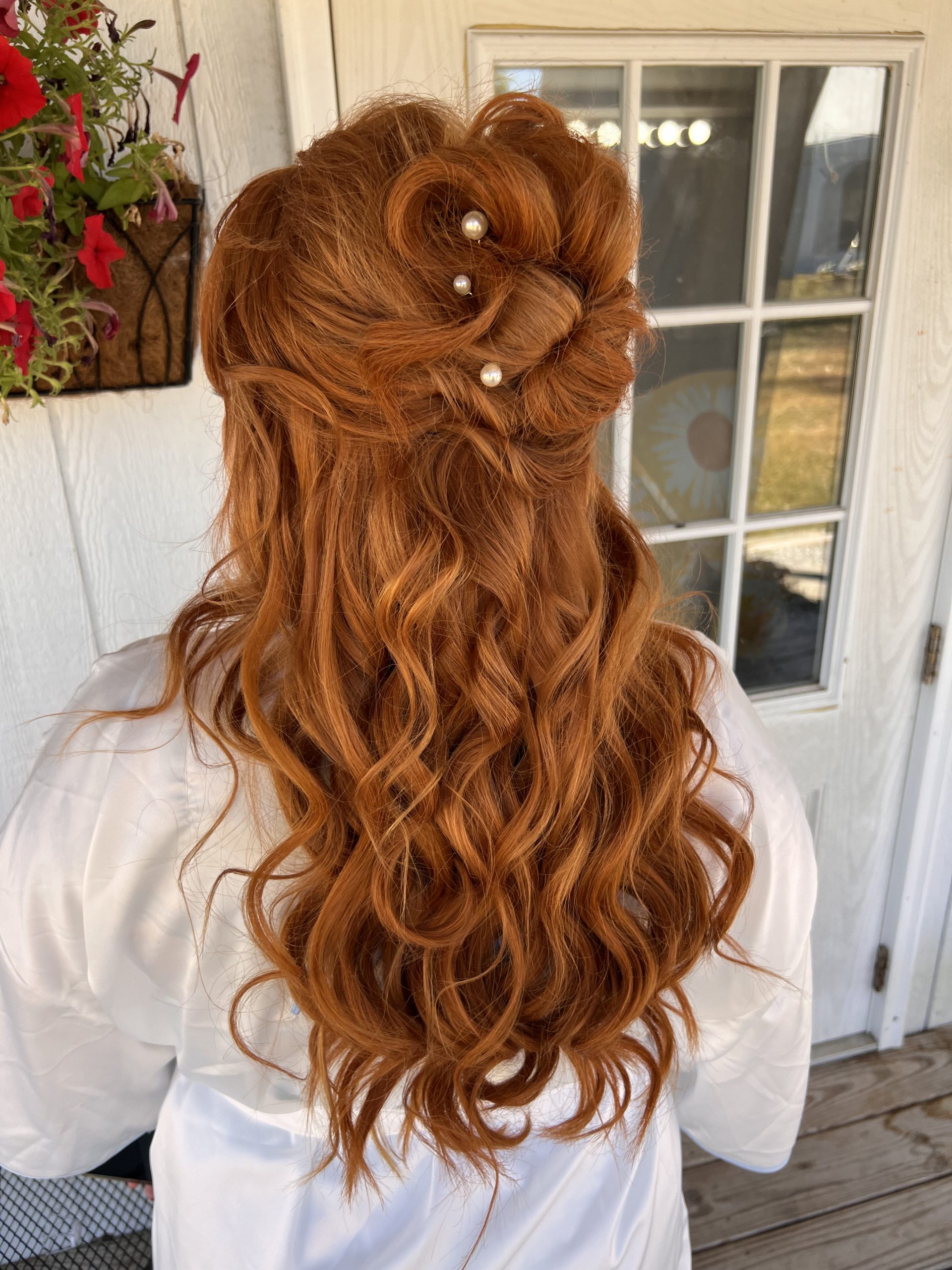 Pearl Pins On Red Waves — Half Up Half Down 2027