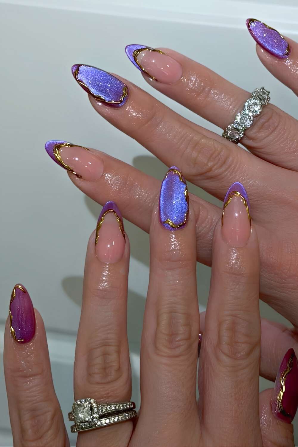Glossy Cat-Eye Shimmer On Tips Visual Idea — Winter Purple Nails 2027