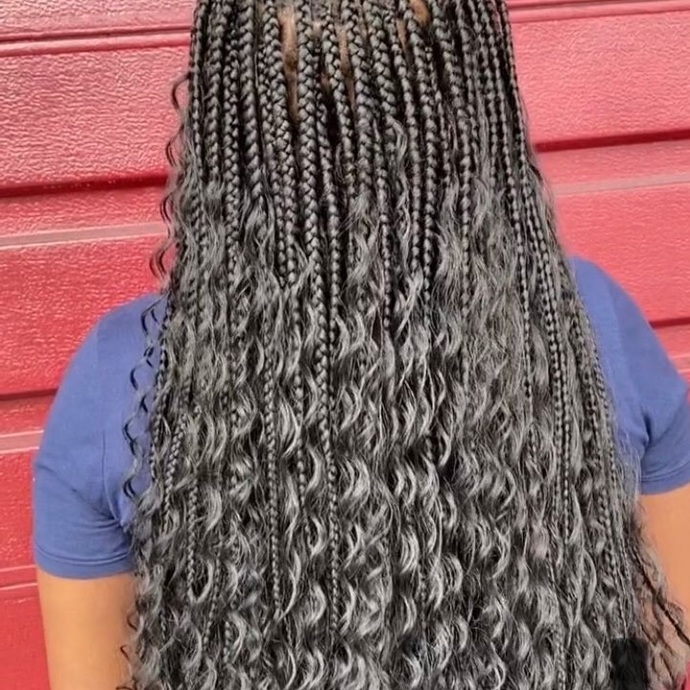 Grey Box Braids With Curly Ends Grey Box Braids With Curly Ends — Winter Box Braids 2027