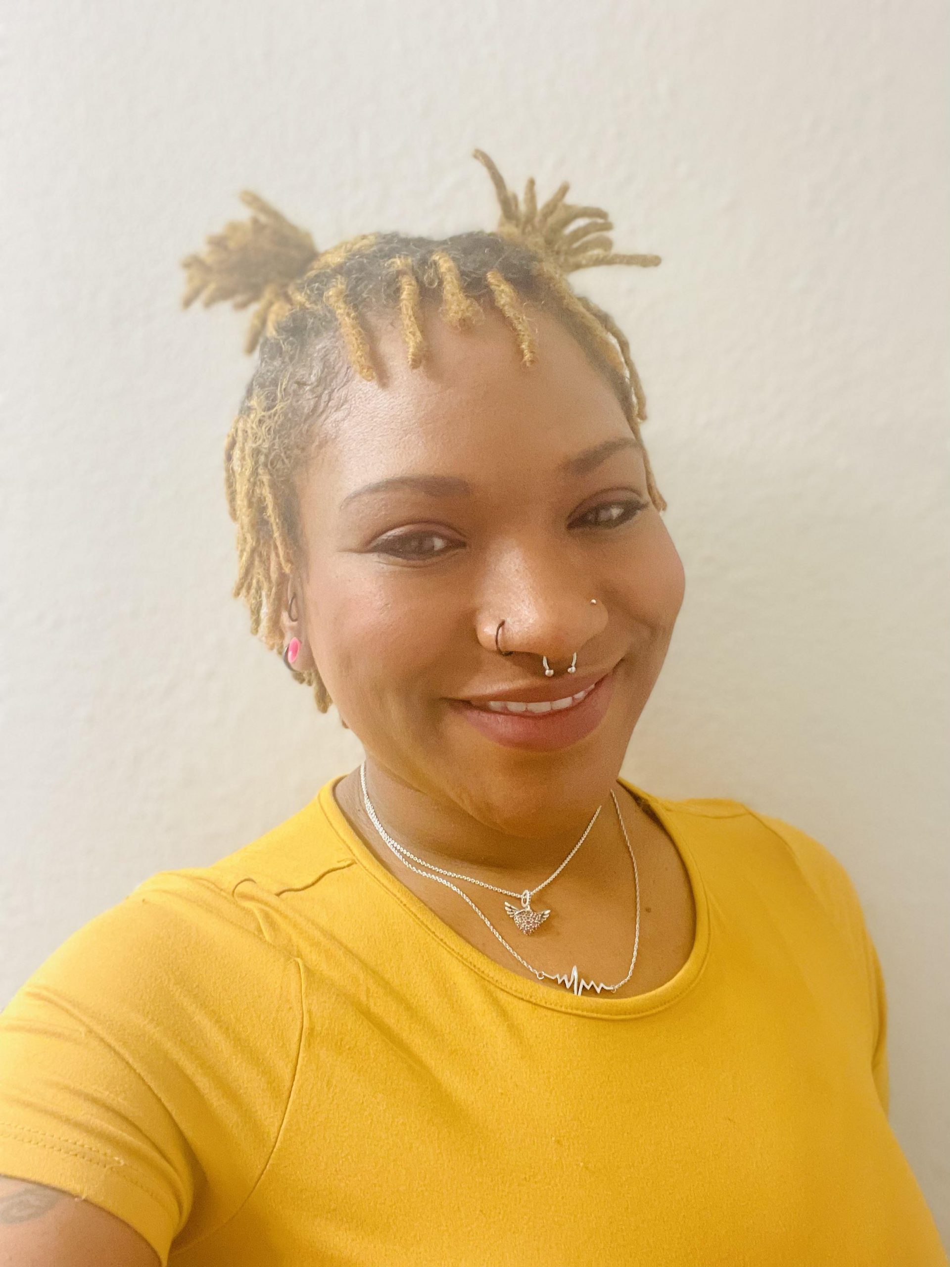 Short Blonde Loc Two Buns — Blonde Locs 2027