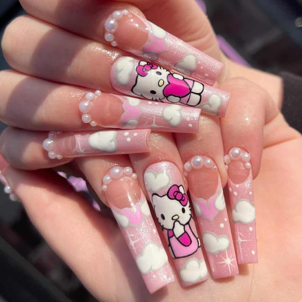 Glittery Visual Idea — Red Hello Kitty Nails 2027