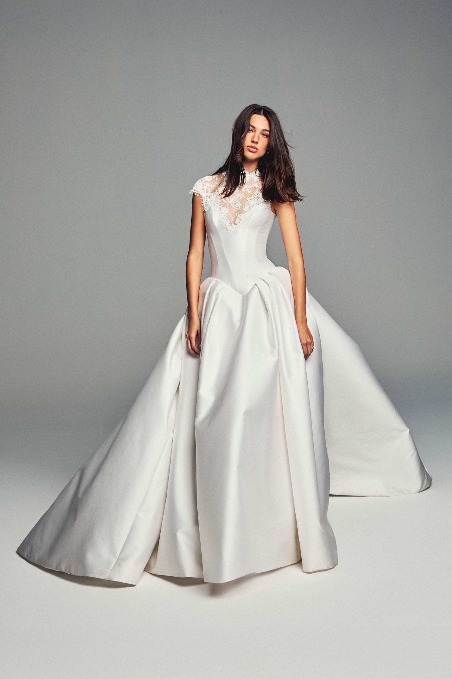 White Satin Bridal Ballgown with Elegant Puff Sleeves White Satin Bridal Ballgown with Elegant Puff Sleeves — Puff Sleeve Dresses 2027