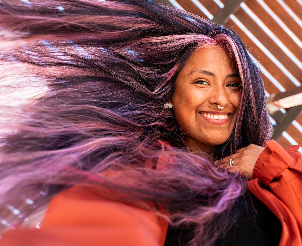 Lilac and Pink Highlights With Curtain Bangs Lilac and Pink Highlights With Curtain Bangs — Lilac Hair 2027