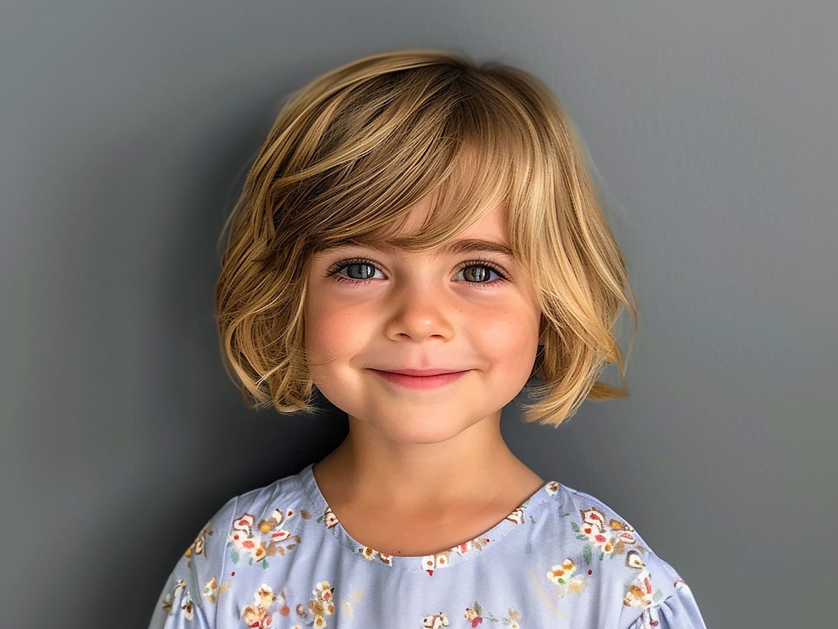 Golden Bob With Side Swept Bangs — Bob 2027 for Little Girls