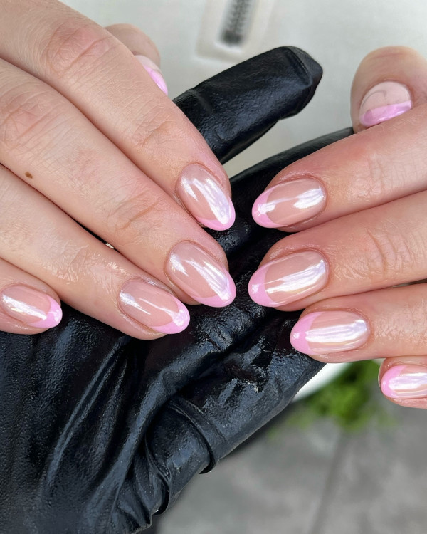 Chrome Pink French Tips Chrome Pink French Tips — French Tip Nails 2027 for Short Fingers