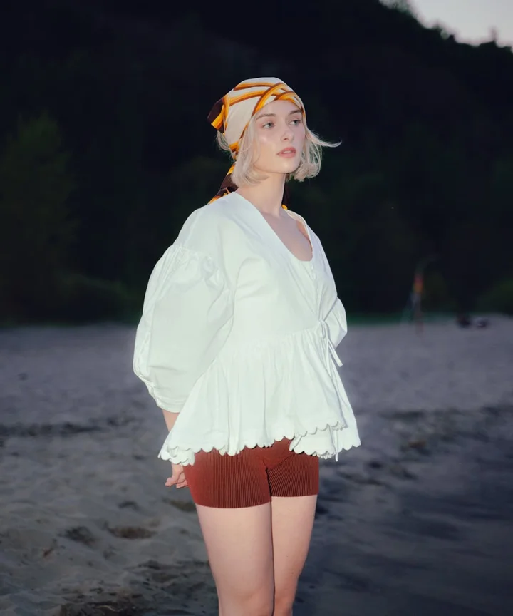 Peasant Blouse and Ribbed Shorts for Summer Vacation — Summer Europe Outfits 2027