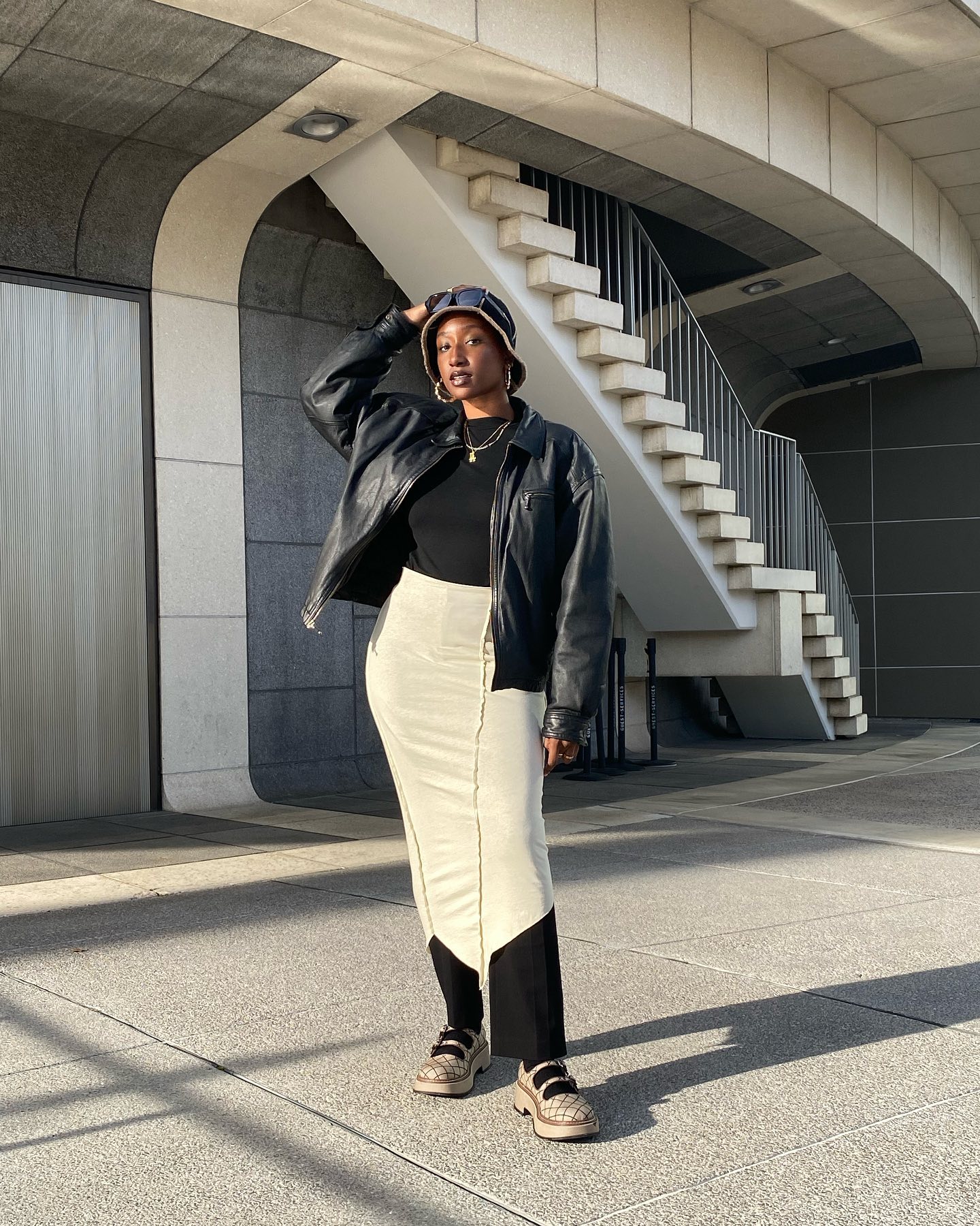 Edgy Layers: Leather Jacket and Maxi Skirt Combo Edgy Layers: Leather Jacket and Maxi Skirt Combo — Streetwear Outfits 2027