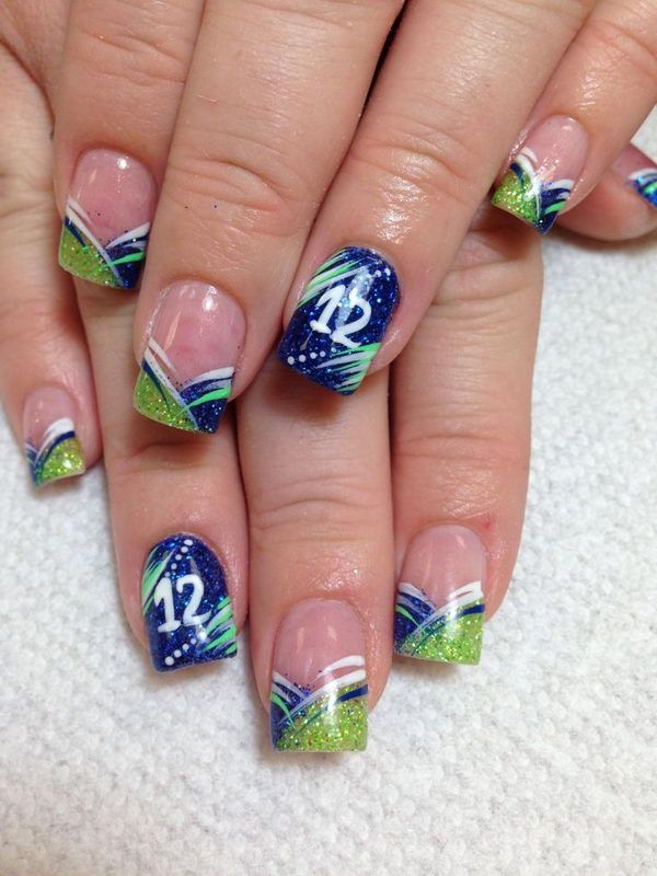 Number 12 Abstract Stripes and Glitter Number 12 Abstract Stripes and Glitter — Cheer Nails Team Colors 2027