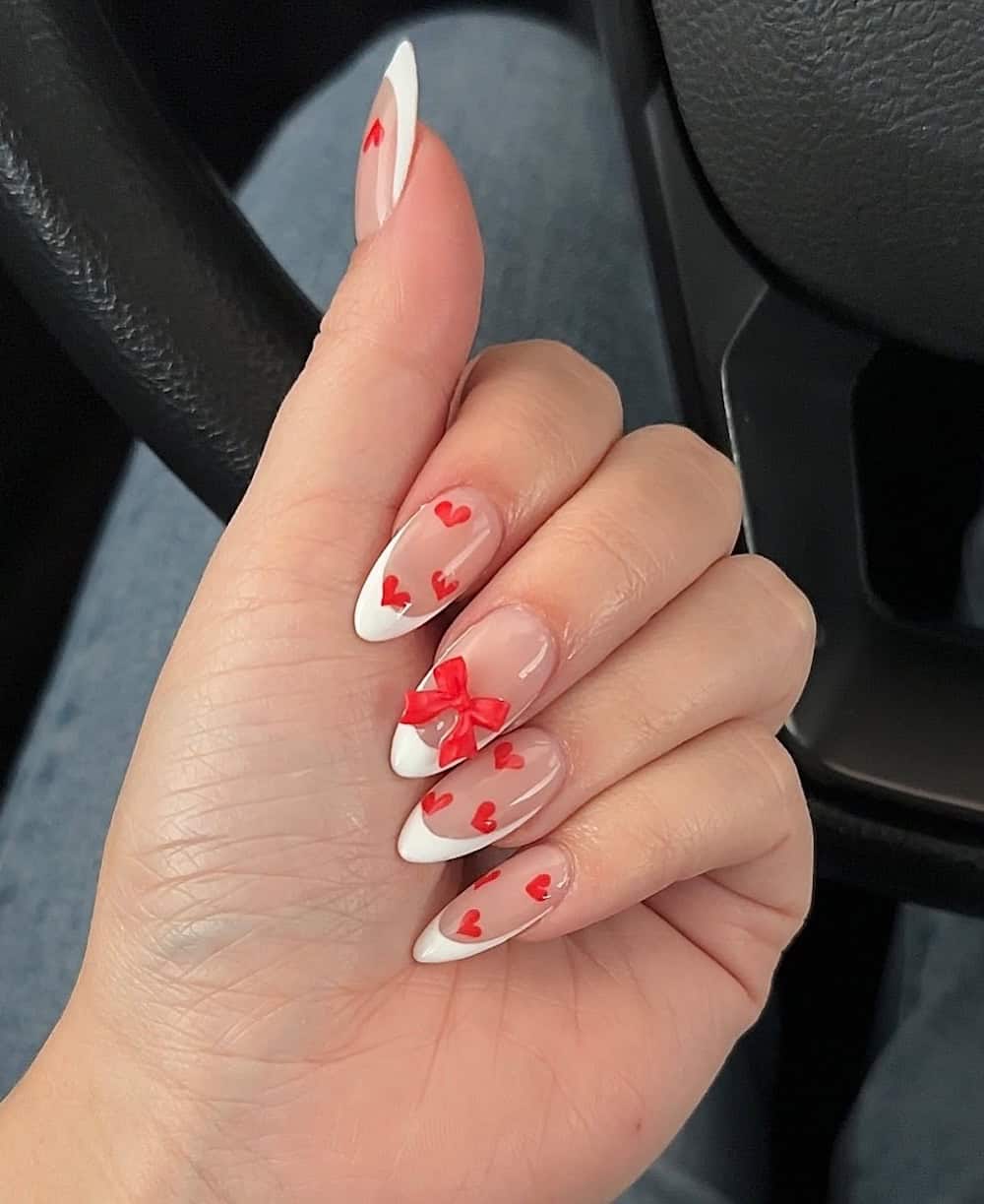 Long Almond Deep Red Rose Art Long Almond Deep Red Rose Art — Red Valentines Nails 2027