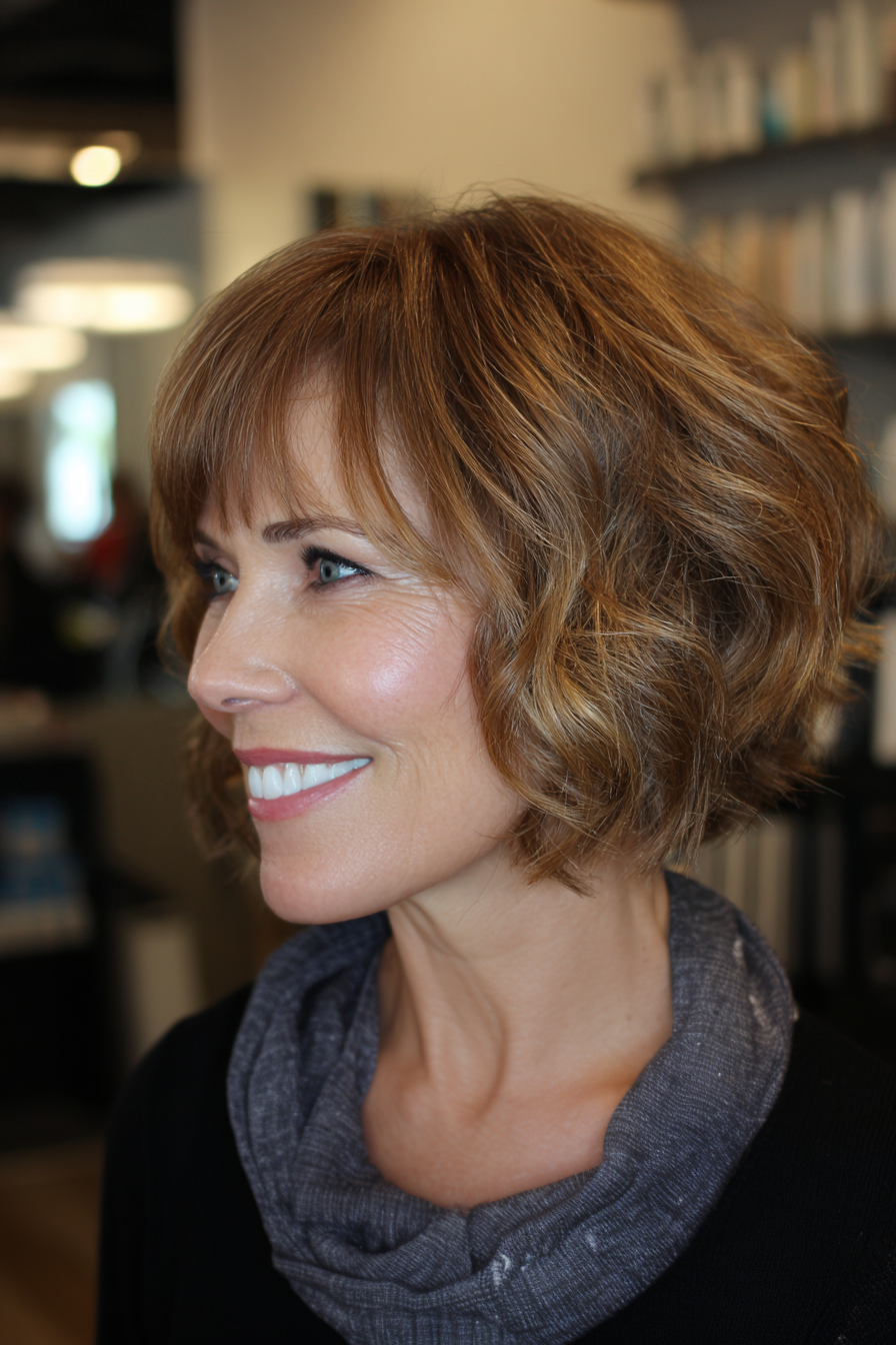 Warm Brown Bob With Blunt Bangs Warm Brown Bob With Blunt Bangs — Bangs 2027 for Women Over 50