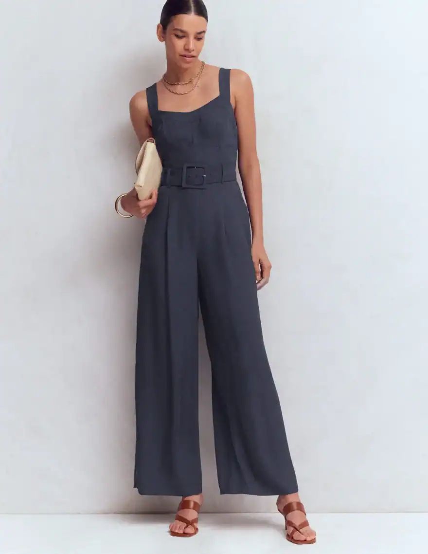 Dark Grey Jumpsuit with Belted Waist for Graduation — Graduation Speaker Outfits 2027