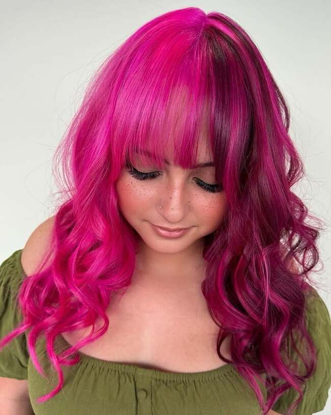 Hot Pink and Magenta Split Dye — Pink Hair 2027