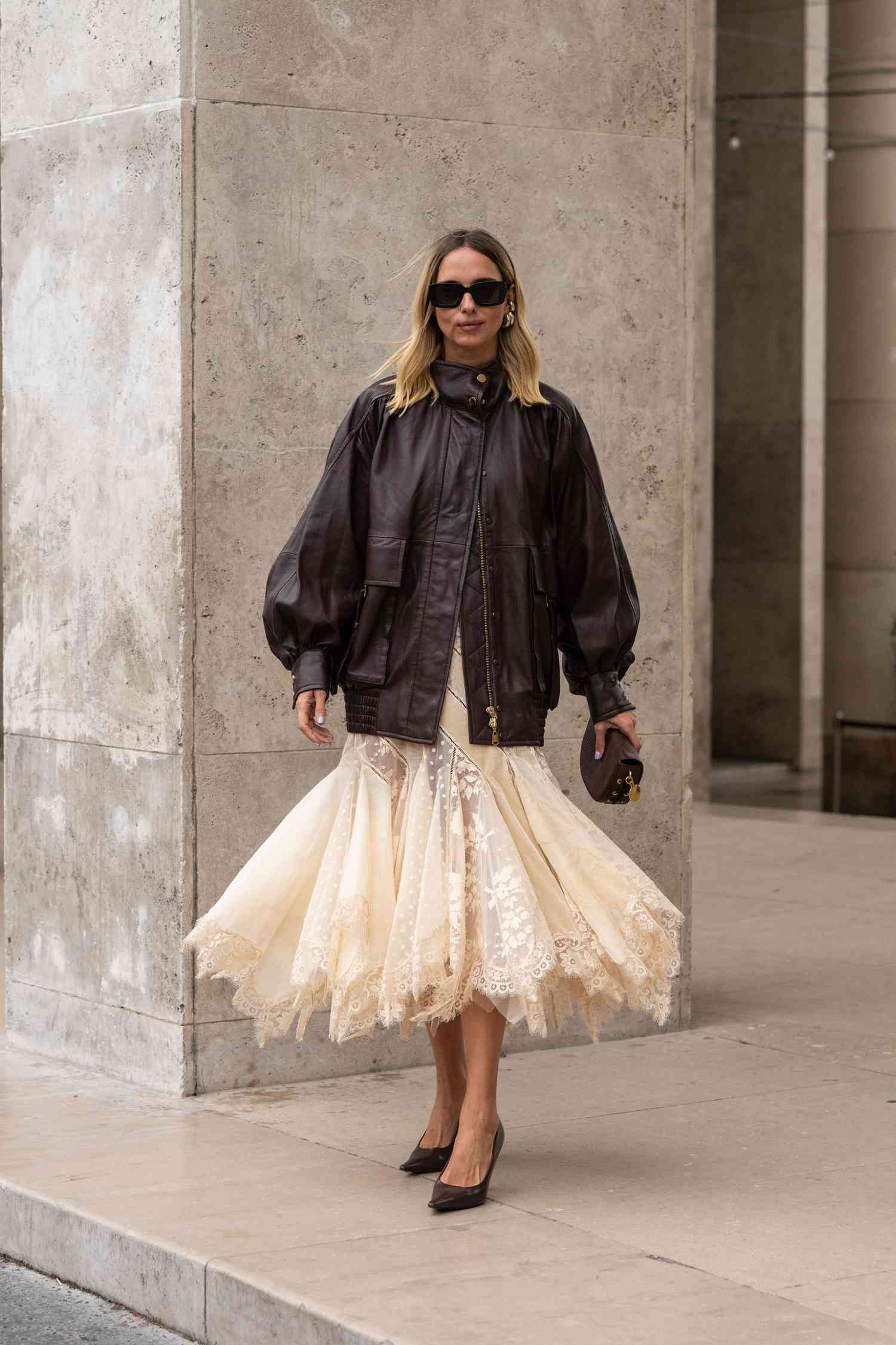 Chic Daytime Event: Layered Lace Skirt with Bomber Jacket — Lace Skirt Outfits 2027