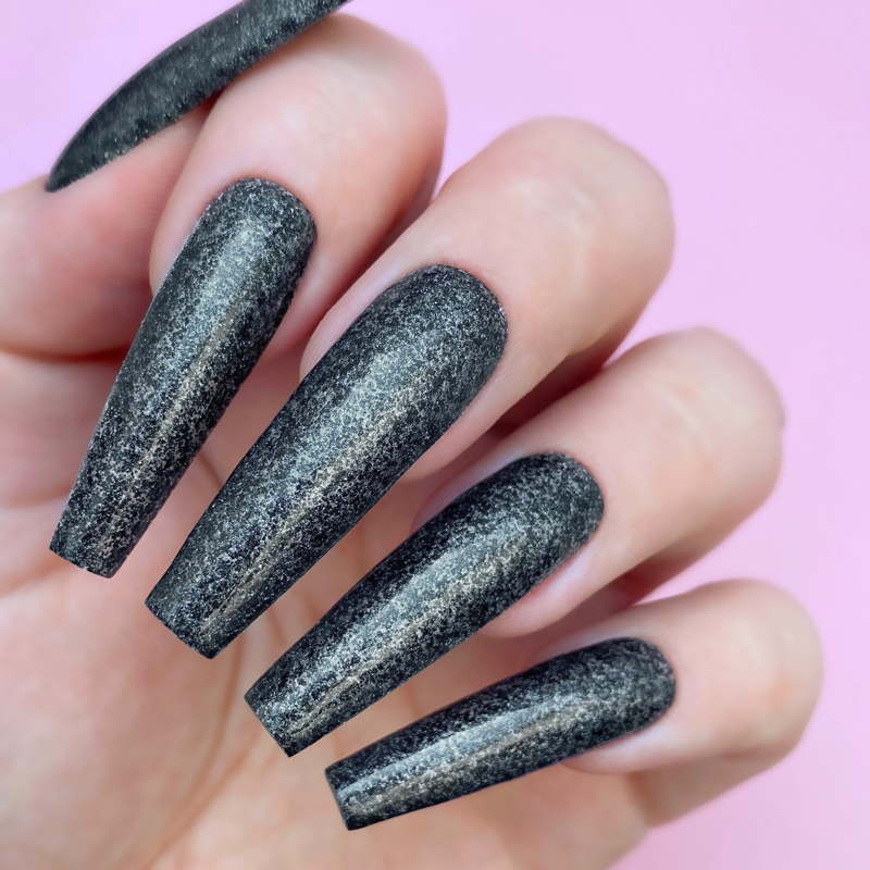 Matte Black Glitter Extra Long Coffin Nails Matte Black Glitter Extra Long Coffin Nails — Nails 2027 for Black Dress