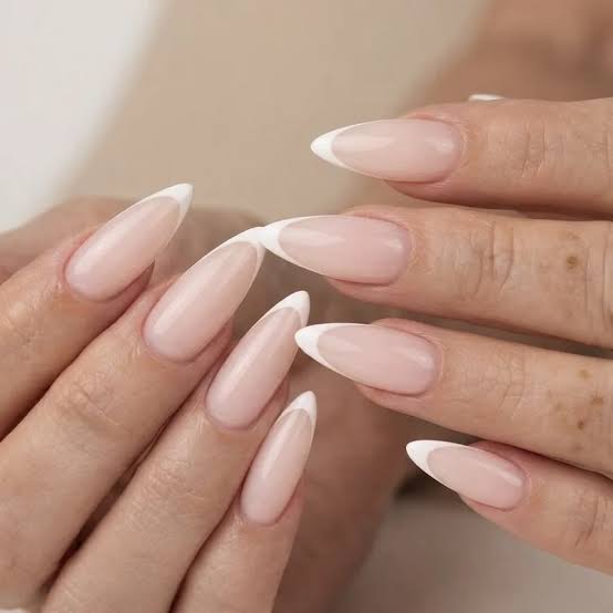 Classic Sheer Pink French Stilettos — Nails 2027 for Women Over 40