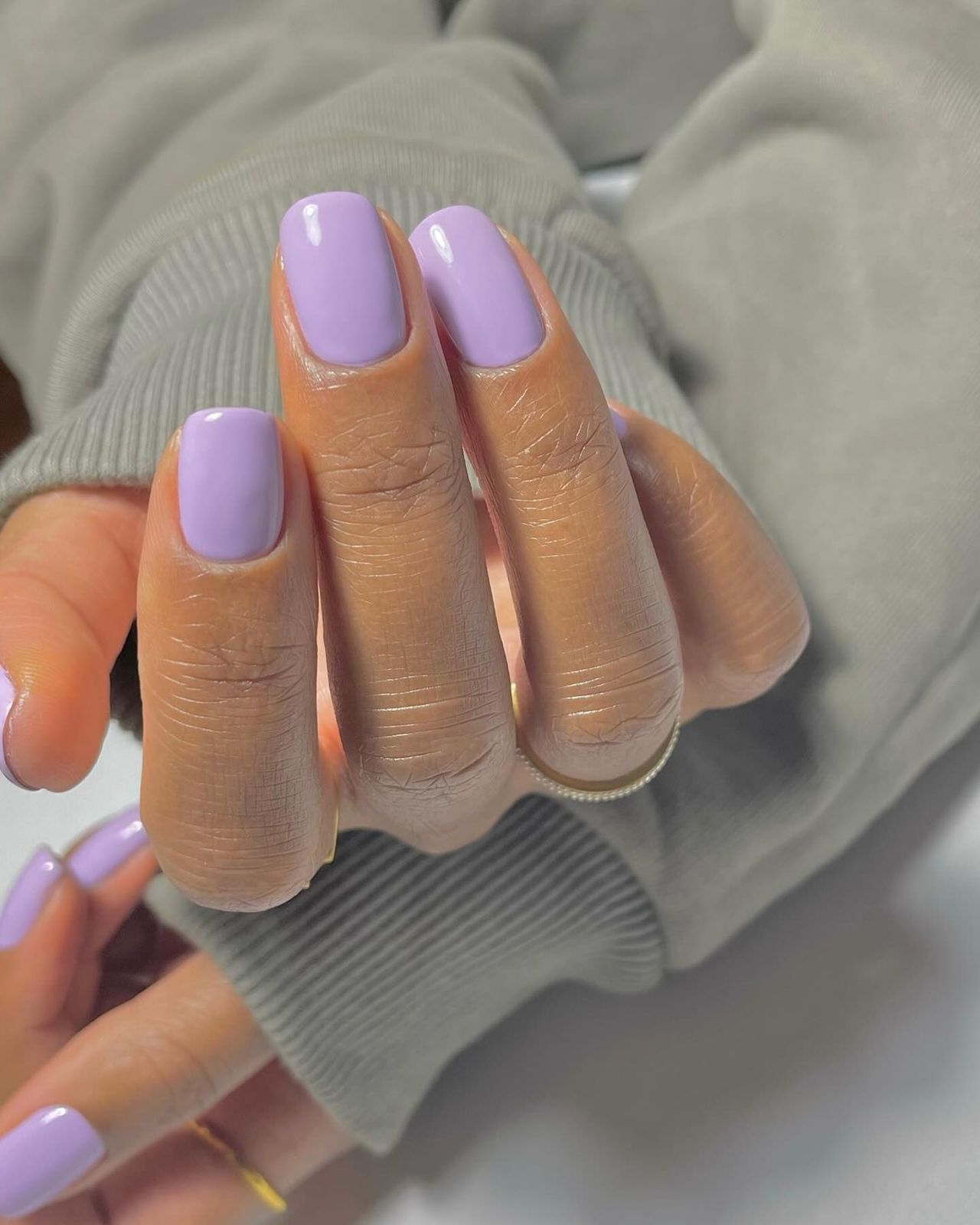 Lavender Glossy Medium Square Nails — Pastel Nails 2027 for Dark Skin