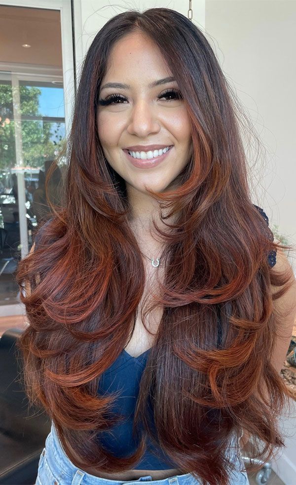 Auburn With Lighter Auburn Highlights Visual Idea — Subtle Butterfly Cut 2027