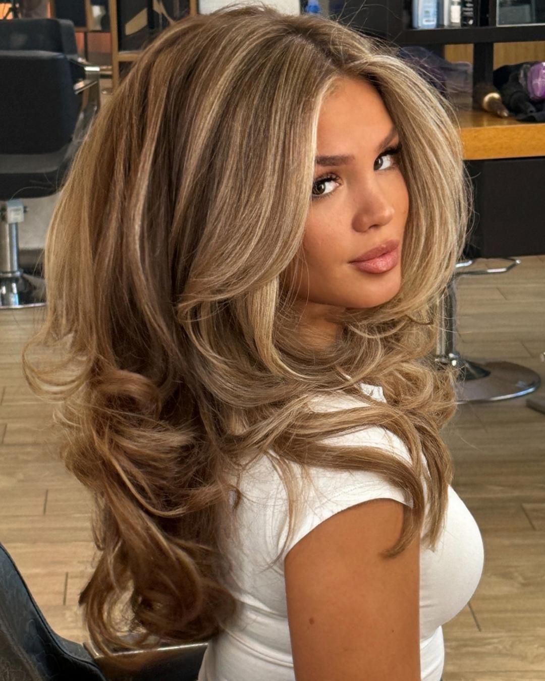 Voluminous Waves With Caramel Highlights — Caramel Blonde Hair 2027