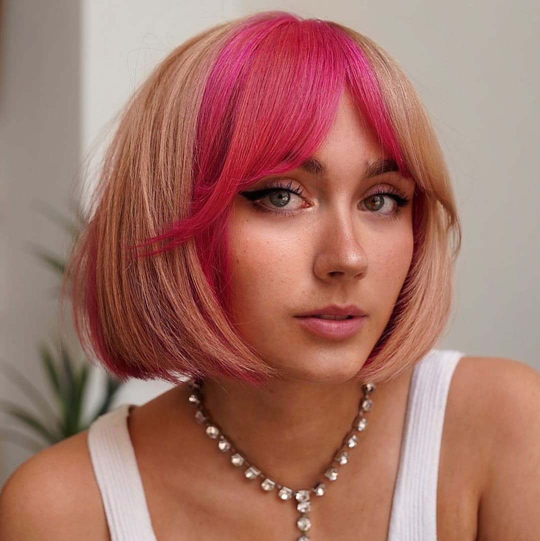 Chin Pink Highlights On Blonde Bob Chin Pink Highlights On Blonde Bob — Pink Bob 2027